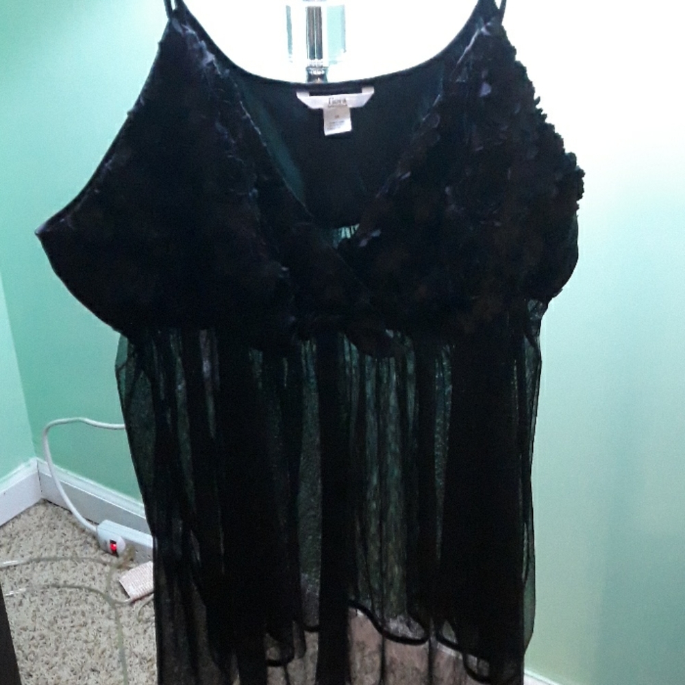 Black Floral Babydoll Lingerie Slip Size 3X